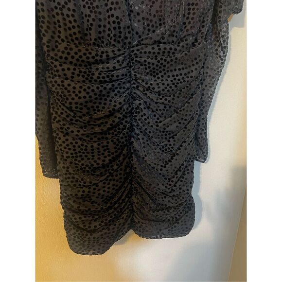 Bardot Women’s Size Large Metallic Bree Polka Dot Mini Dress Black Long Sleeve - Picture 11 of 16